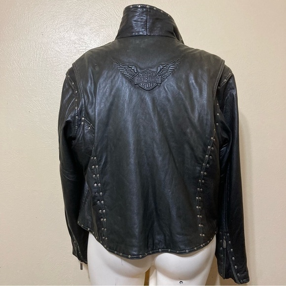 HARLEY DAVIDSON studded Leather biker jacket 2XL very soft leather GUC - Picture 4 of 14